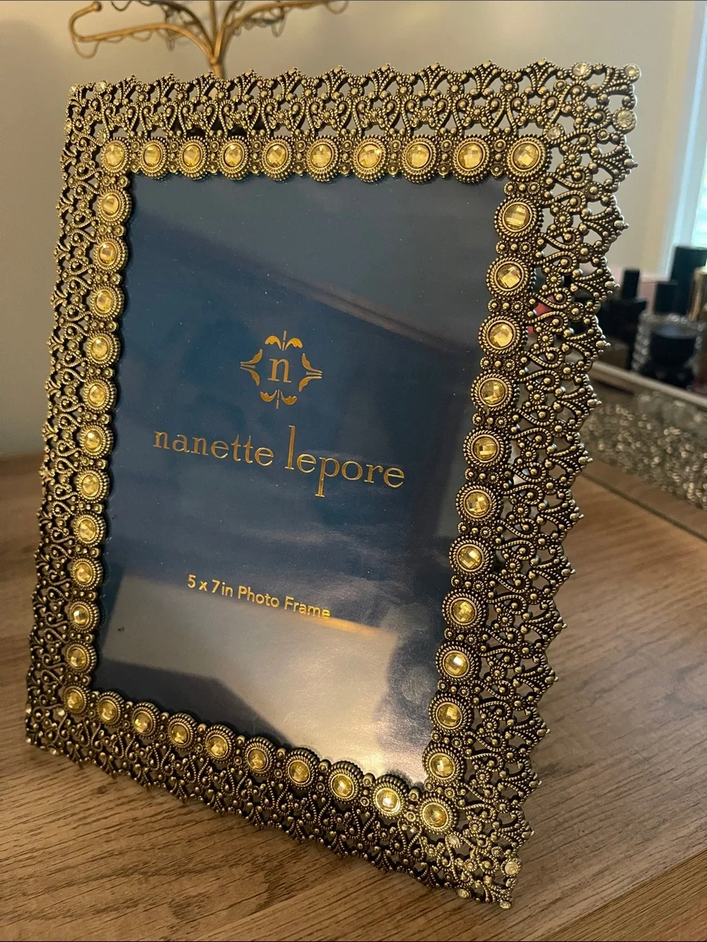 Nanette Lepore Ornate Gold Beaded Photo Frame. 5X7
